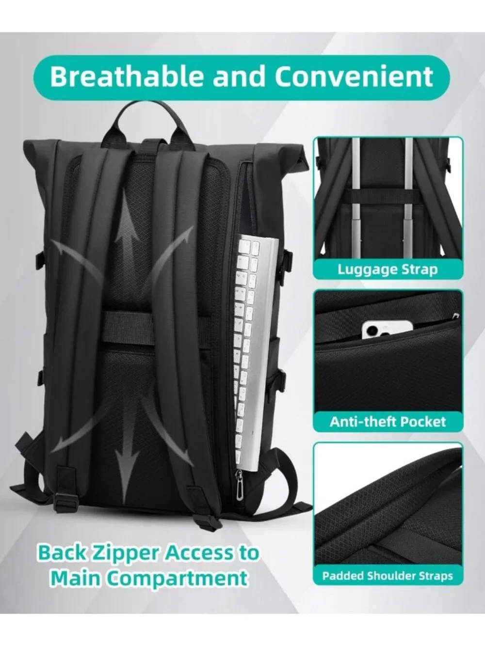 Waterproof Rolltop Backpack 33L for Work, School, Travel & Outdoor